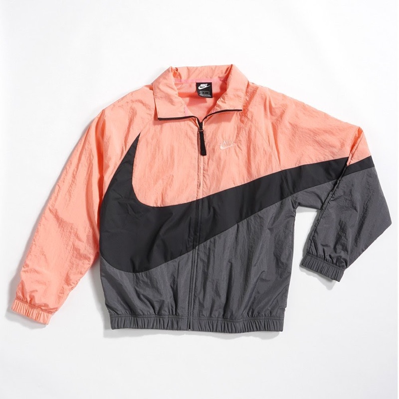 NIKE BIG SWOOSH JACKET 黑灰粉大勾防風尼龍立領夾克| 蝦皮購物