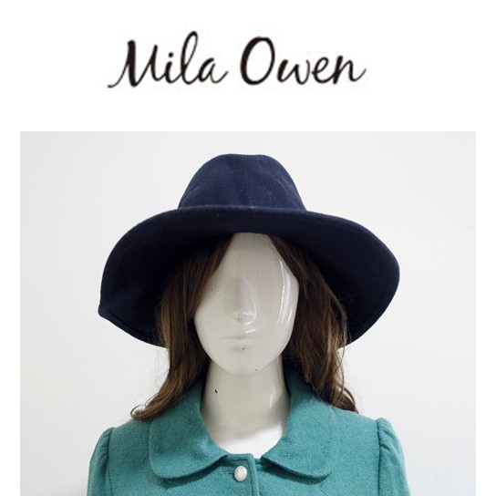 ☆一身衣飾☆ 日本品牌【Mila owen】正品 藍黑色 100%羊毛 毛呢帽 爵士帽~直購價590~🎅12/14