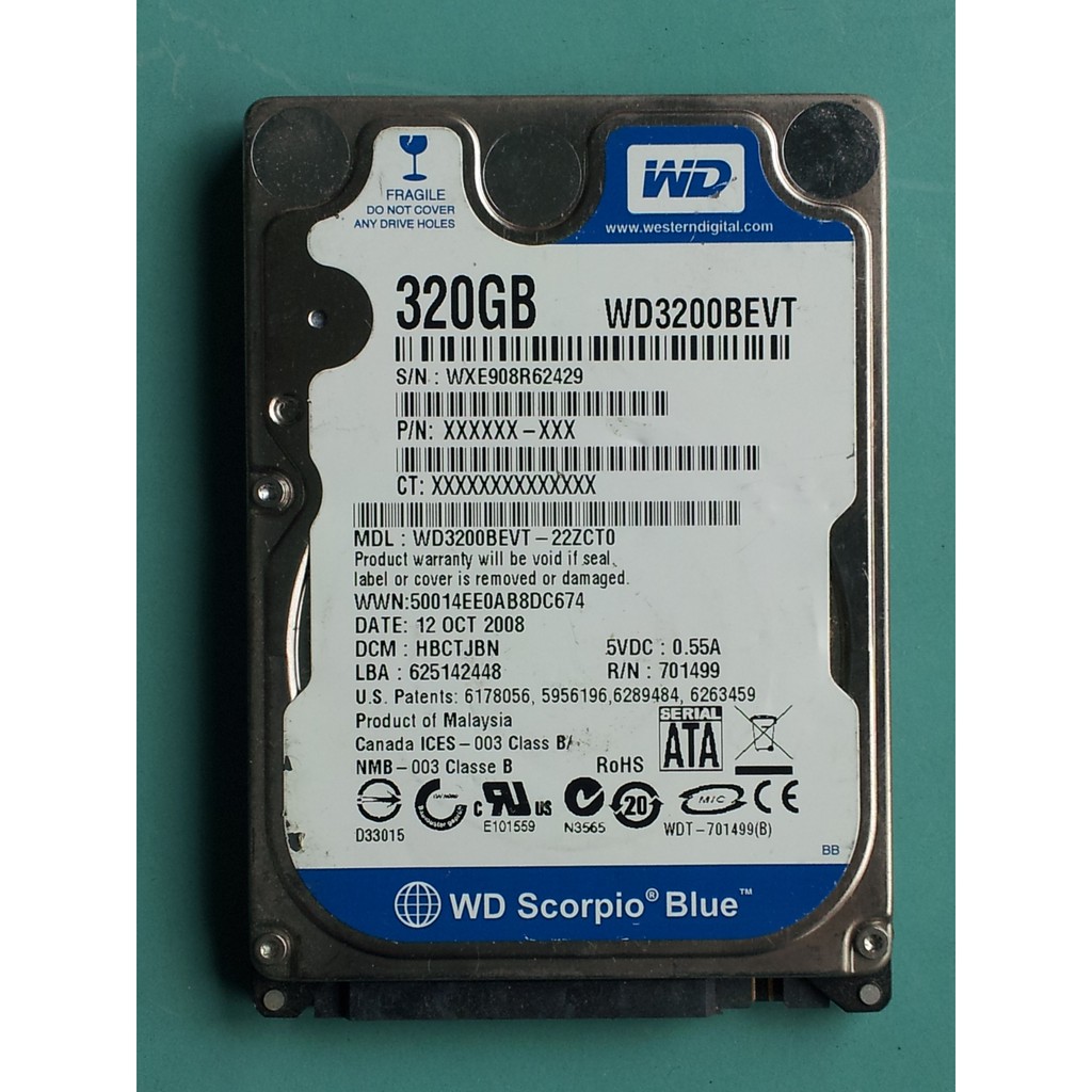 威騰WD 2.5吋320GB(320G) SATA介面NB筆電硬碟WD3200BEVT-22ZCT0 | 蝦皮購物