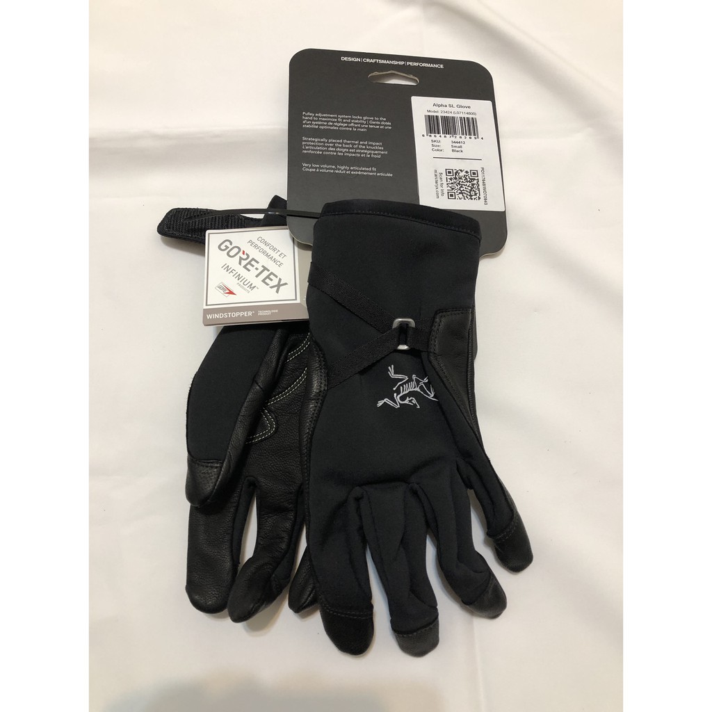 全新美國 Arcteryx 始祖鳥 Alpha SL Gloves 防風 防水 戶外手套 黑 S號 Gore tex