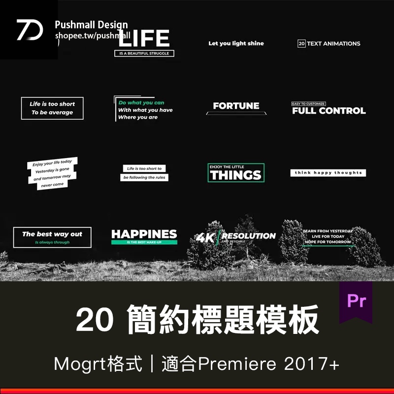 [Pr字幕] PR素材簡約標題字幕動態字幕條動畫基本圖形包本標題排版預設 | 蝦皮購物