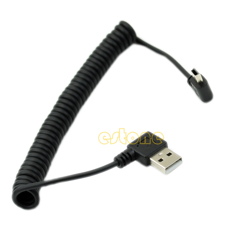 Whi Spring Coiled USB 2 0 公頭轉迷你 USB 5 針數據同步充電器電纜 | 蝦皮購物