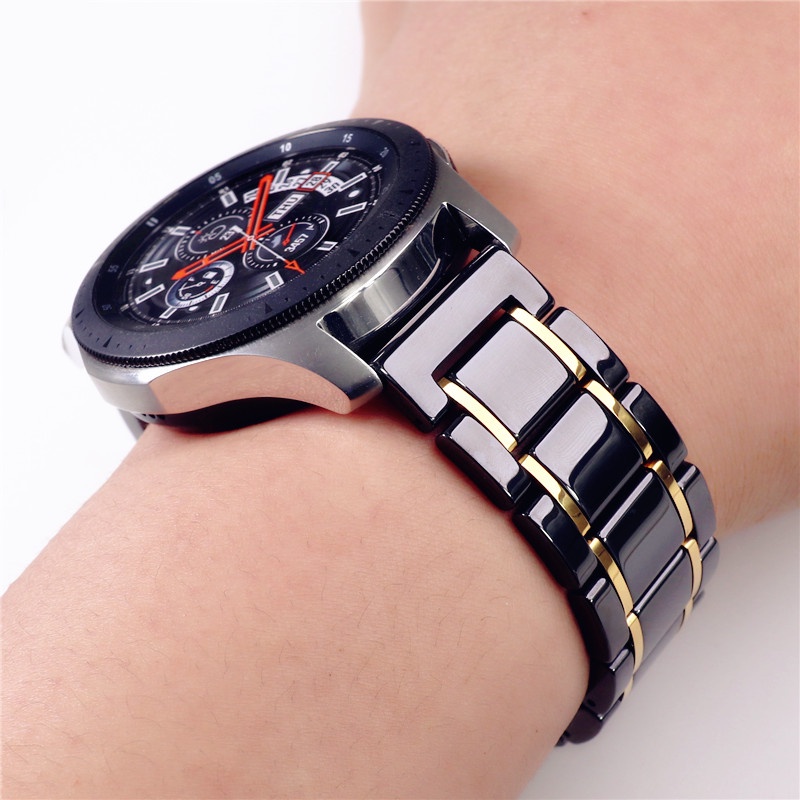 三星Galaxy Watch 3 41mm 45mm 錶帶20mm 22mm 雙色陶瓷高品質錶鏈商務