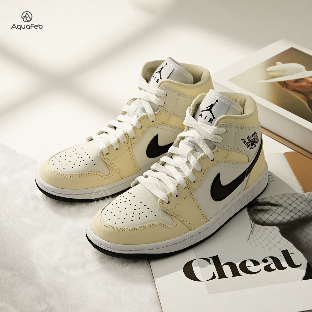 Nike Jordan 1 Mid Coconut Milk 男女米白高筒運動籃球休閒鞋BQ6472