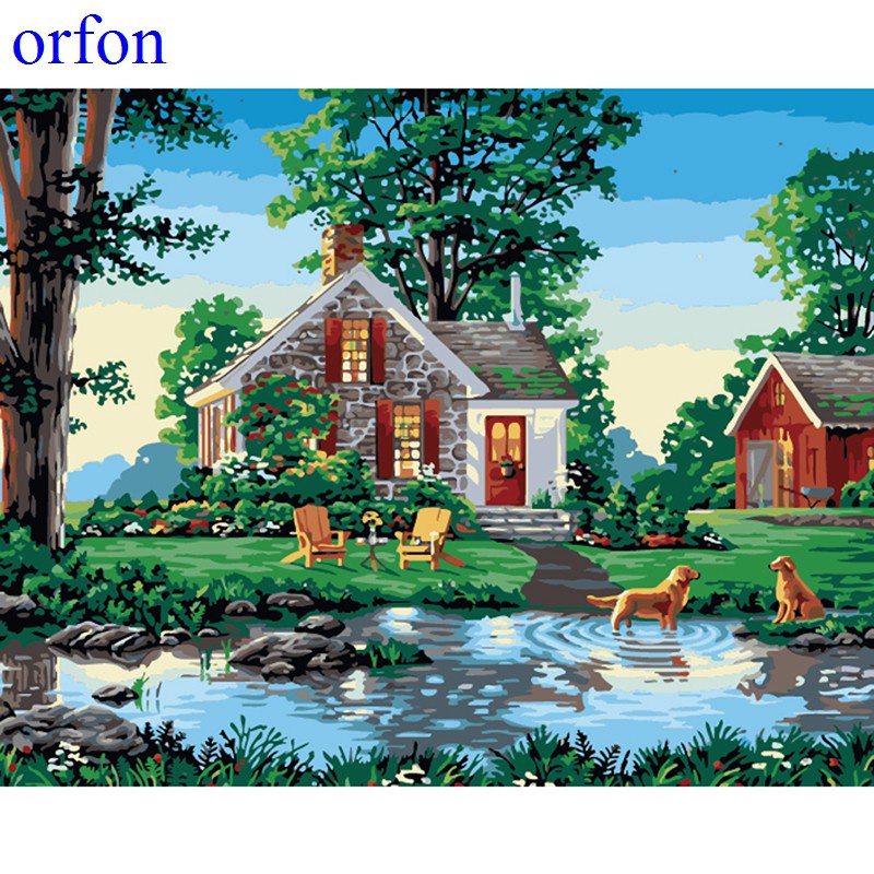 【ORFON】風景畫 油畫藝術 數字油畫40*50cm無框畫 彩色畫布diy填色藝術 油畫裝飾相框畫 | 蝦皮購物