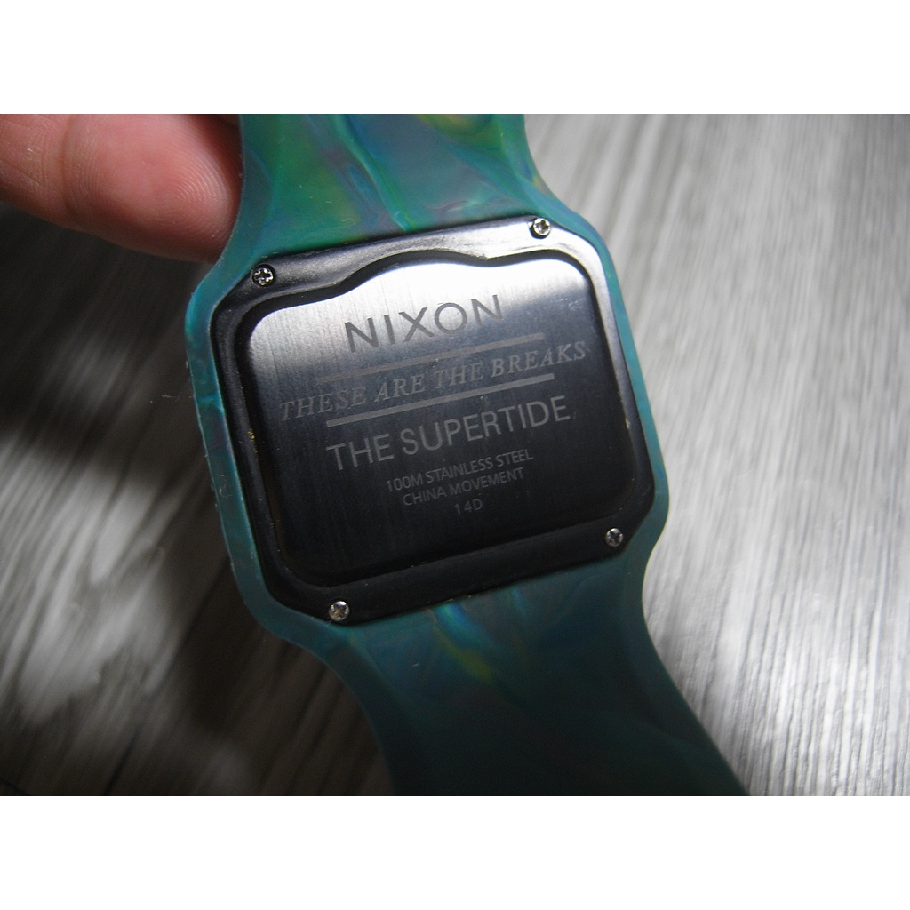 二手Nixon Supertide 大理石紋水綠色衝浪潮汐錶手錶潮牌街頭風電子錶