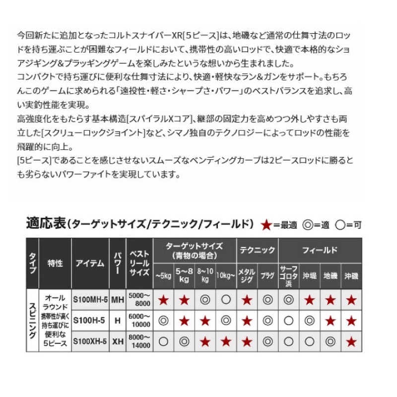 SHIMANO コルトスナイパーXR 98XH 保証書付