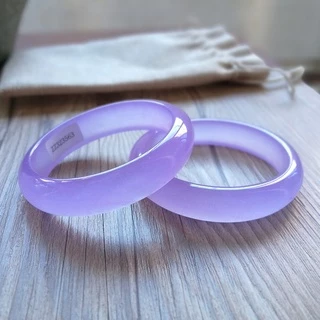 天然A貨翠色紫儸蘭玉鐲 氷種紫粉紅色玉女欵手鐲子手環