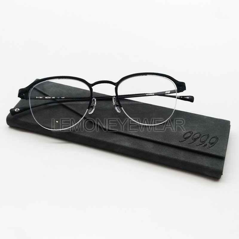 ✓🏆 天皇御用🏆 [檸檬眼鏡] 999.9 S-170T 10 日本製頂級鈦金屬消光黑 
