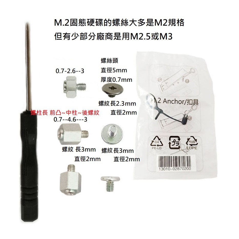 M.2固態硬碟銅柱螺絲 塑膠扣具 /M.2 SSD銅柱螺絲/M.2 銅柱螺絲#1