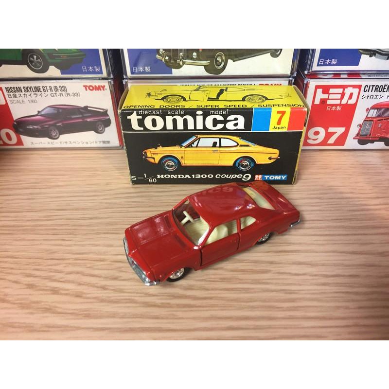 Tomica 日本製黑盒no.7 HONDA 1300 COUPE 9 舊輪初期車色標盒黑箱絕版