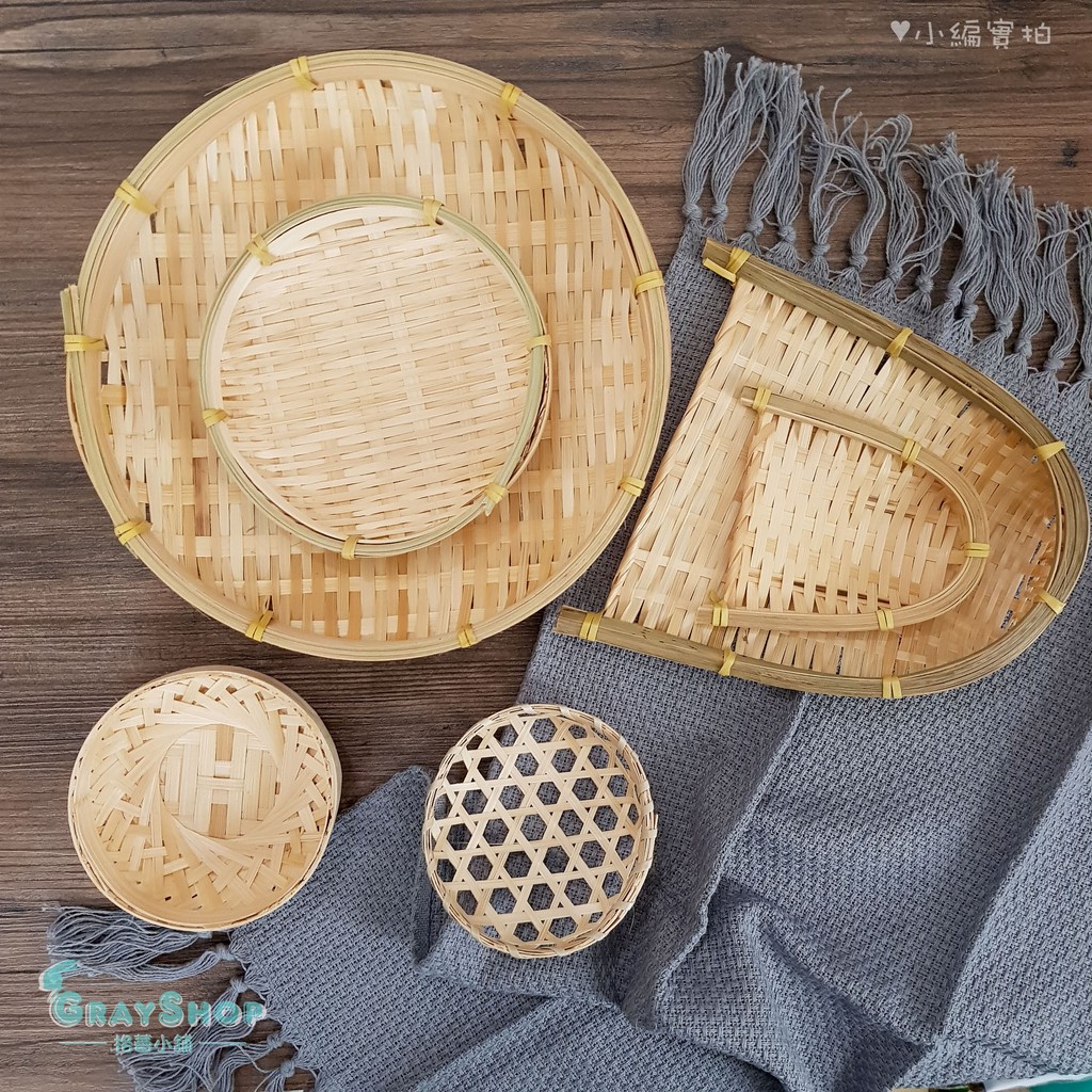 《GrayShop》竹製道具 小畚箕 竹篩子 竹籃子 籮筐《格蕾小舖》中國風 食品 茶葉 美食 果乾 美食拍照攝影道具 | 蝦皮購物