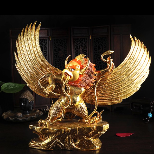 免運現貨*佛像* 大鵬金翅鳥金翅鳥迦樓羅佛教品銅仿尼泊爾全鎏金密宗