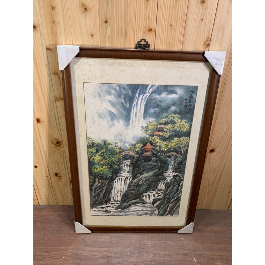古畫 山水畫框 裱框國畫山水畫彩色國畫吊掛藝術招財富貴風水畫山水國畫字畫書畫家庭