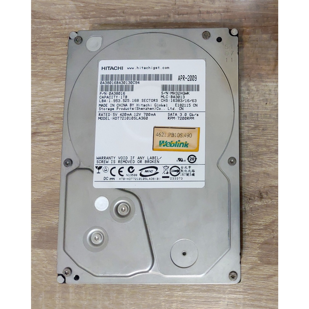Hitachi HDT721010SLA360 1T 硬碟 HDD 1TB | 蝦皮購物
