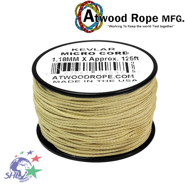 Atwood Rope MFG Kevlar Paracord, colour: yellow, 50 ft (15.24m, kevlar 