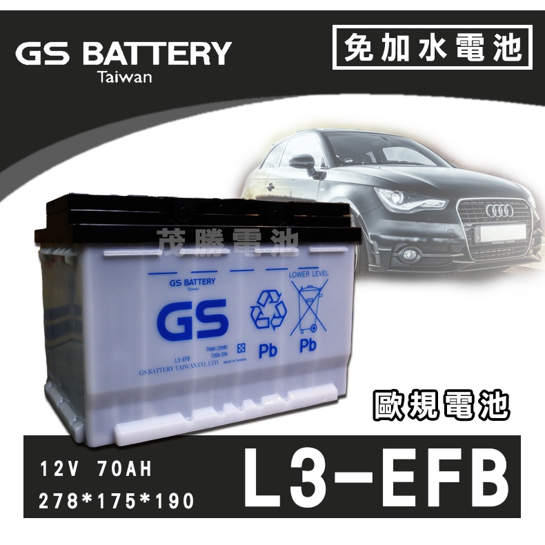 茂勝電池】GS 統力LN3 L3 EFB 歐規免加水汽車電池啟停車怠速熄火| 蝦皮購物