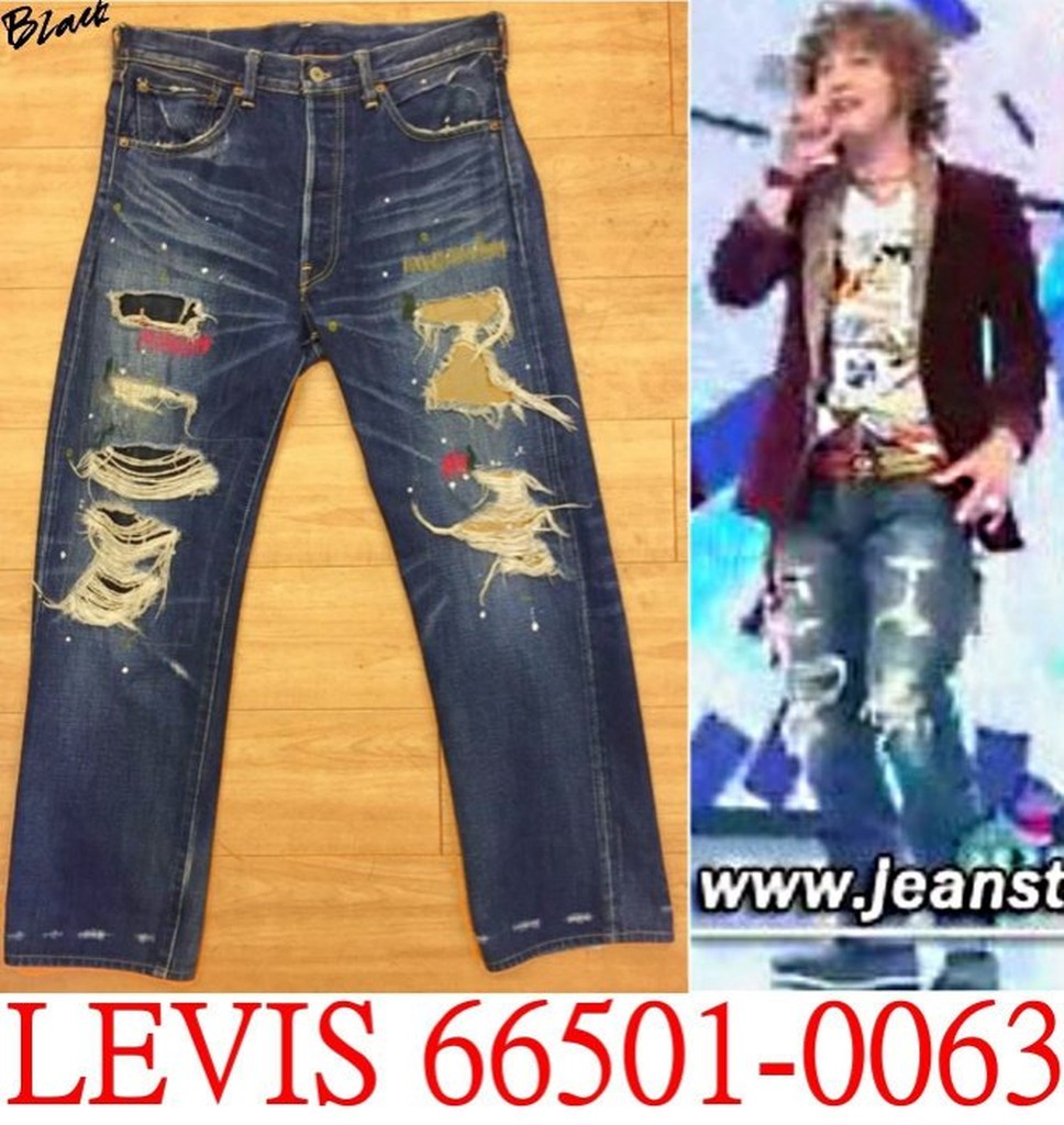 BLACK木村拓哉著!極新LEVI'S LVC 66501-0063紅線破壞水洗501XX復刻丹寧