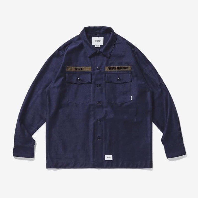 20AW WTAPS BUDS / LS / COTTON. SATIN 海軍藍NAVY 現貨在店| 蝦皮購物