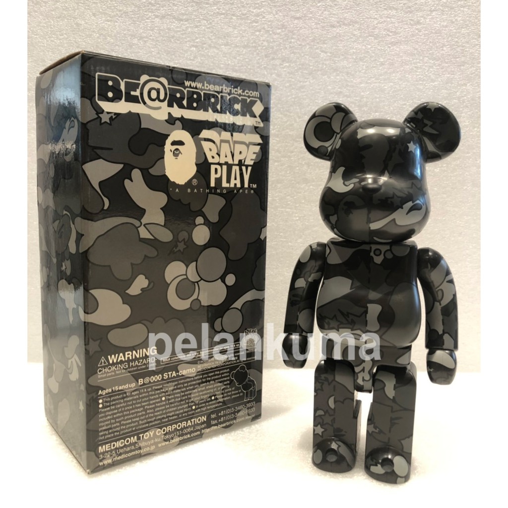 BE@RBRICK X BAPE Play STA Camo 400%_ 黑色，灰白色。 | 蝦皮購物