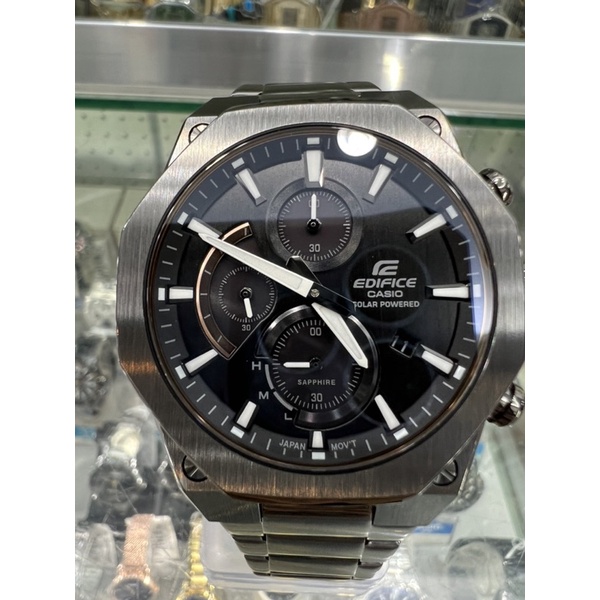 【金台鐘錶】CASIO卡西歐 EDIFICE(男錶)EFSS570DC1A 八角輕薄 太陽能三眼 藍寶石鏡面 黑電鍍 蝦皮購物