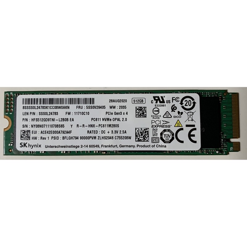 SSD SK Hynix PC611 512Go – M.2 NVMe PCIe Gen3 X4, Occasion En état Fonctionnel