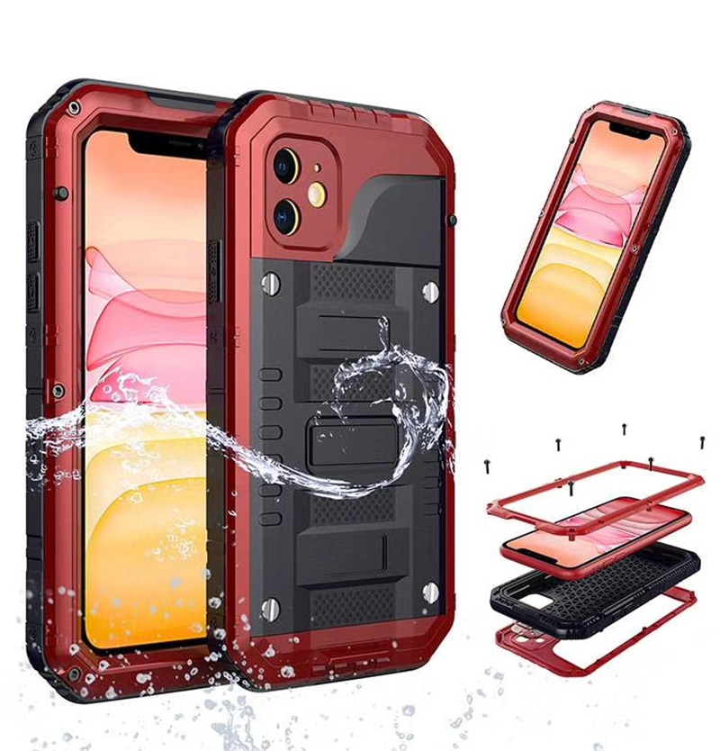 IPhone 11 Pro X Xs Max XR 6 6s 7 8 Plus SE 2020 重型金屬裝甲全密封外殼 | 蝦皮購物