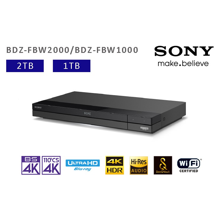 ☆星樂園☆ SONY BDZ-FBW1000 2K/4K BS 選台器內建1TB HDD及Ultra HD