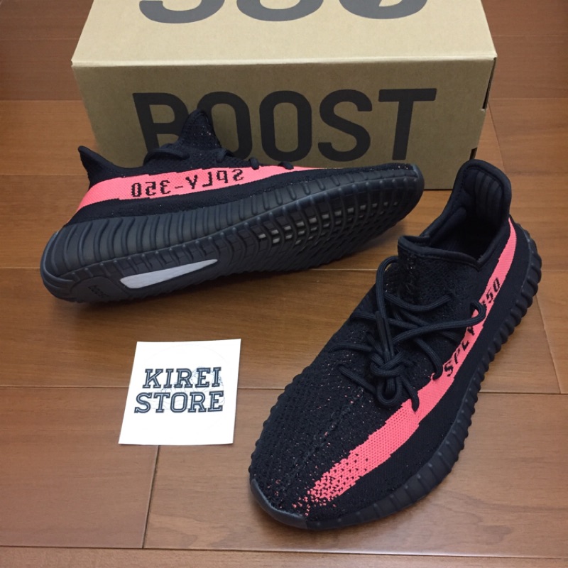 全新代購］adidas yeezyboost 350 V2 黑紅紅線core black red BY9612