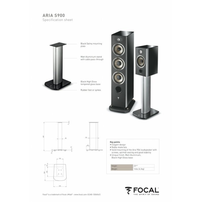 沐耳] 法國Focal Aria S 900 Stand 書架式喇叭Aria 906 專用腳架| 蝦皮購物