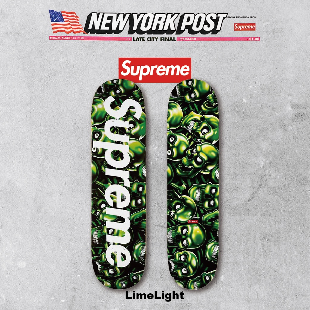 ☆LimeLight☆ 2018 S/S Supreme Skull Pile Skateboard 滑板夜光骷髏