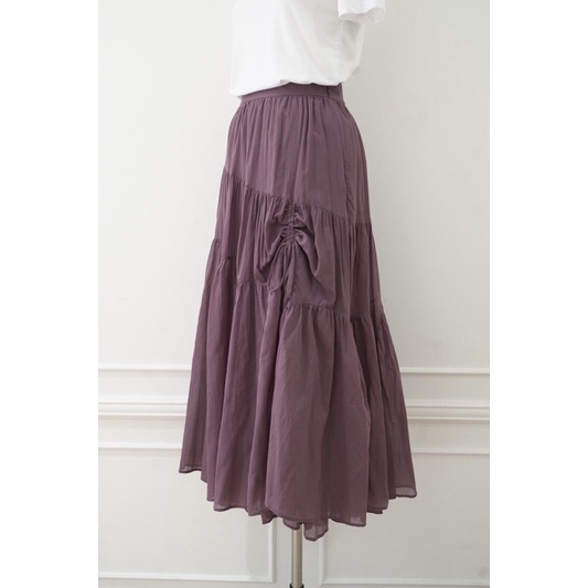 轉her lip to 淺灰抽繩s裙Asymmetric Tiered Cotton-Voile Skirt