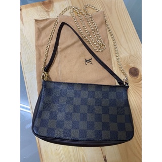 123❤ LV M51980 麻將包法國製正品真品老花腋下包小肩包手拿包扁包宴會 