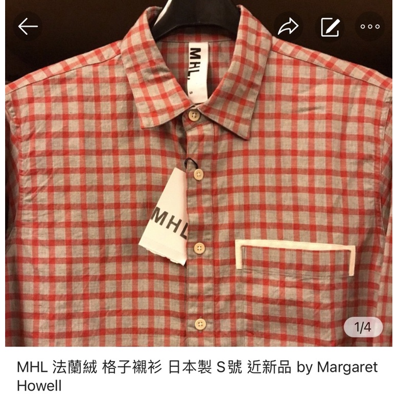 專屬賣場三件襯衫MHL 法蘭絨格子襯衫日本製S號近新品by Margaret