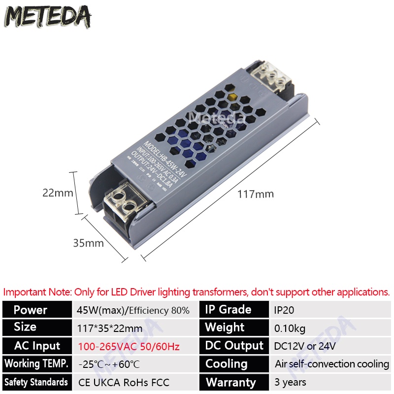 超薄led電源 DC 12V 24V 照明變壓器 45W LED驅動電源適配器 LED燈條廣告燈箱 LED驅動 | 蝦皮購物
