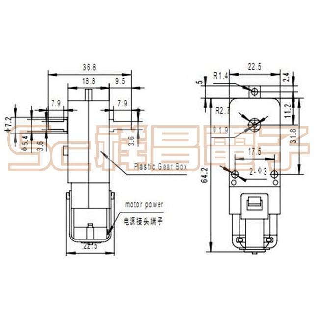 【祥昌電子】TT130 電機 TT馬達 1:48/120/220直流減速馬達 自走車配件 雙軸 | 蝦皮購物