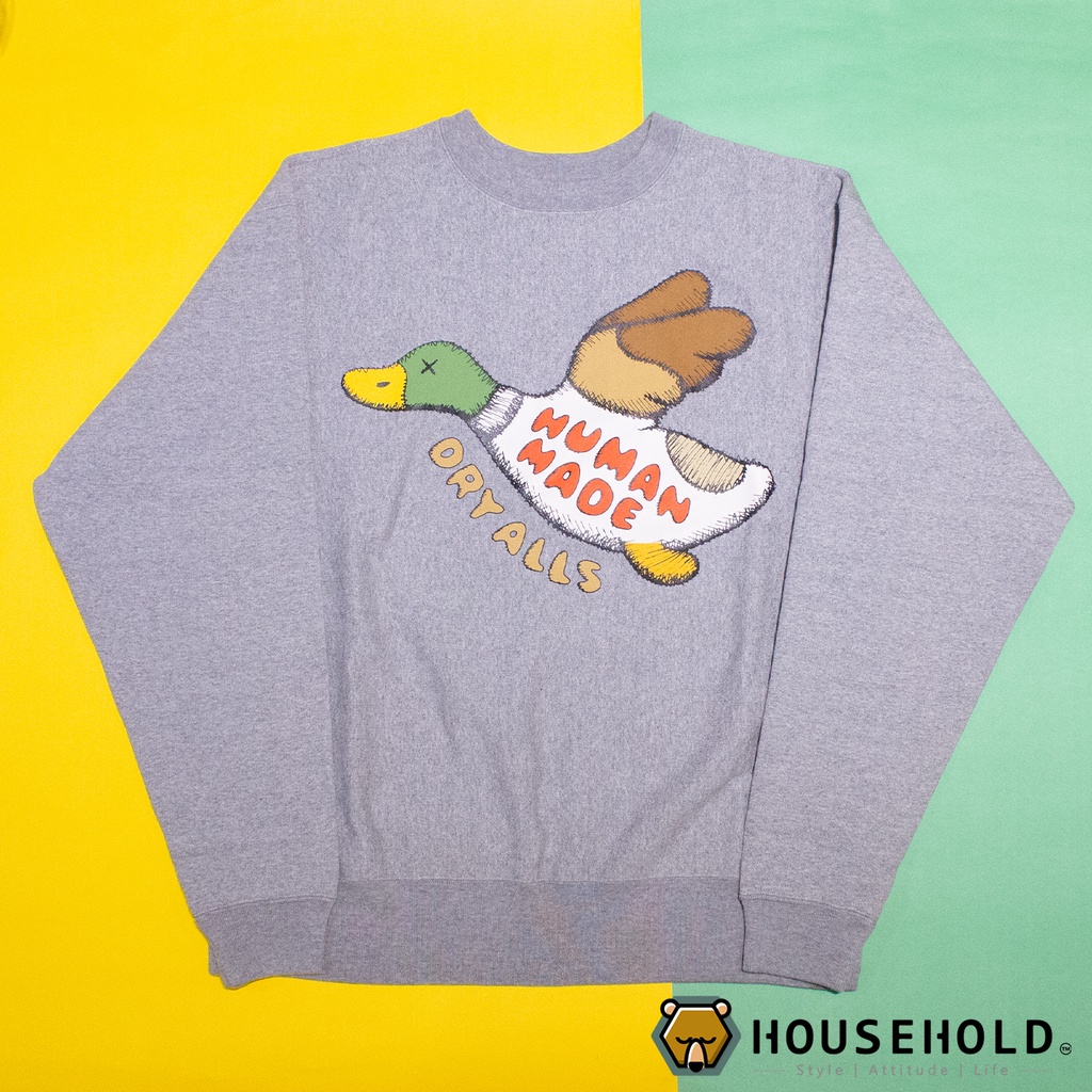 HOUSEHOLD】KAWS x Human Made #2 Sweatshirt 鴨子飛大學踢| 蝦皮購物