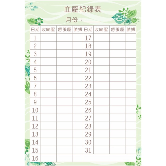 血壓紀錄表格｜可客製內容｜可重複使用｜可加板｜長者日常紀錄｜血壓 血糖 | 蝦皮購物