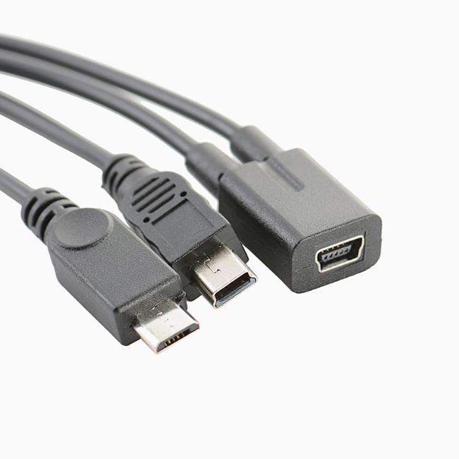 【勁昕科技】mini usb母頭轉mini usb公+micro公一分二充電線 | 蝦皮購物