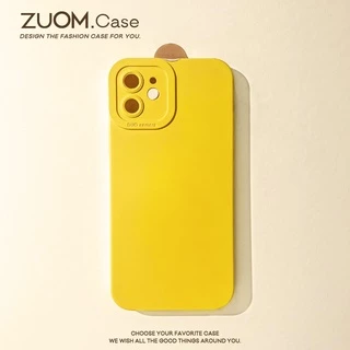 素色黃色 適用蘋果14Plus手機殼15promax简约高质感iPhone12保護套13pro矽膠軟殼mini防摔11