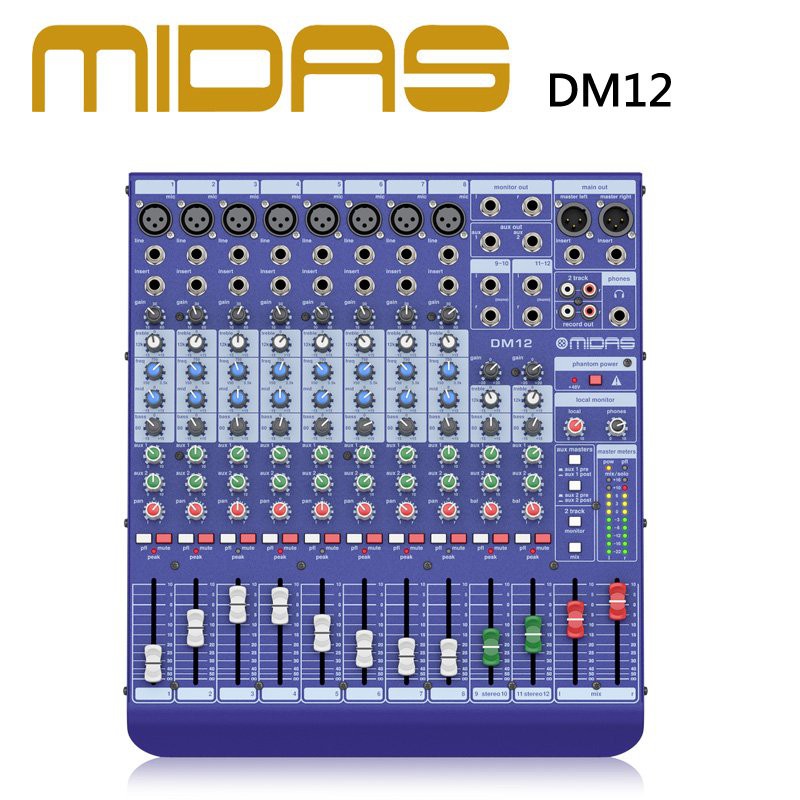 ☆MIDAS☆DM12小型混音器-12個模擬混頻器輸入通道原廠公司貨| 蝦皮購物