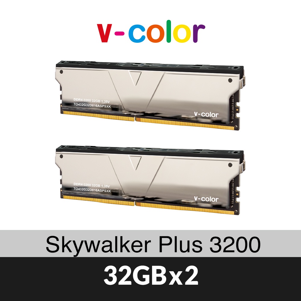 v-color 全何Skywalker Plus 系列DDR4 3200 64GB(32GBX2) 桌上型超頻