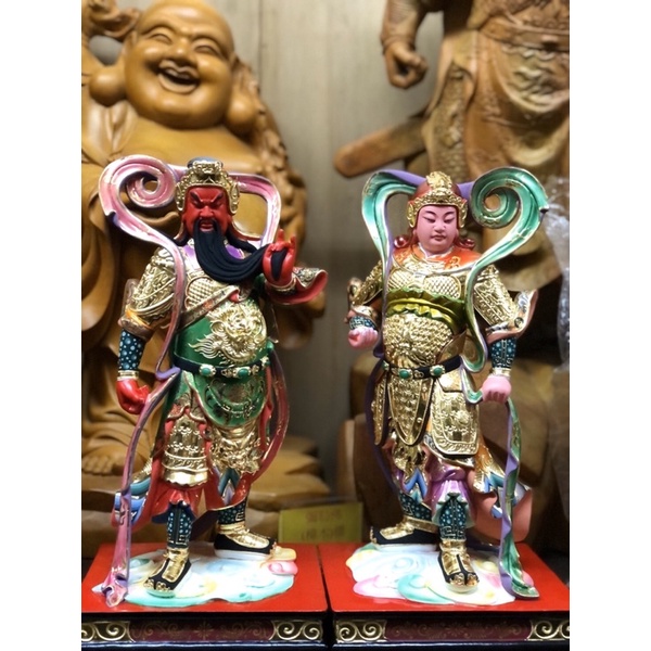 華誠」一尺三樟木雕刻神像金身伽藍韋馱一對佛教護法關公韋馱神將| 蝦皮購物