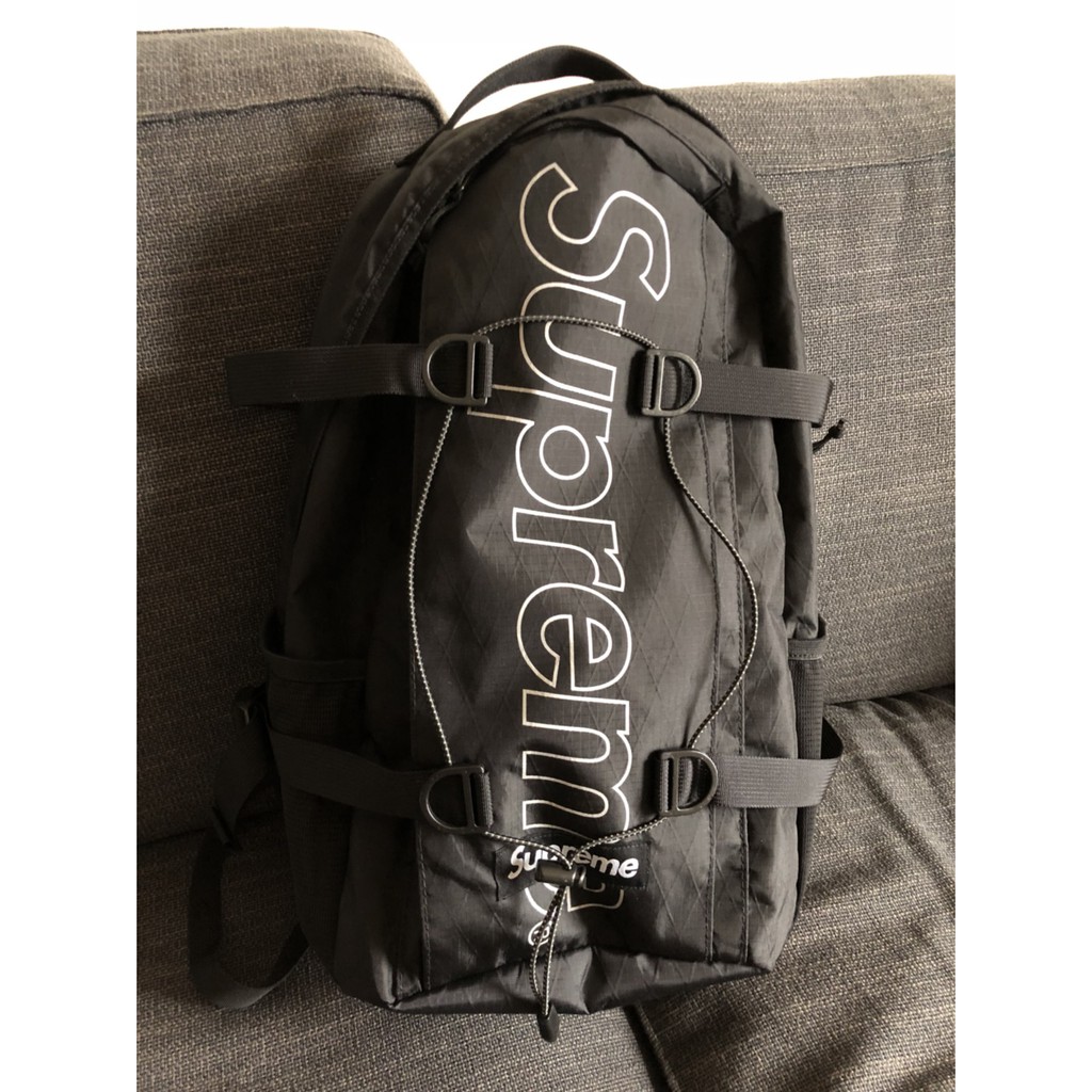 全新現貨 Supreme 18FW 45th backpack 後背 後背包 大Logo 3m 反光 黑色