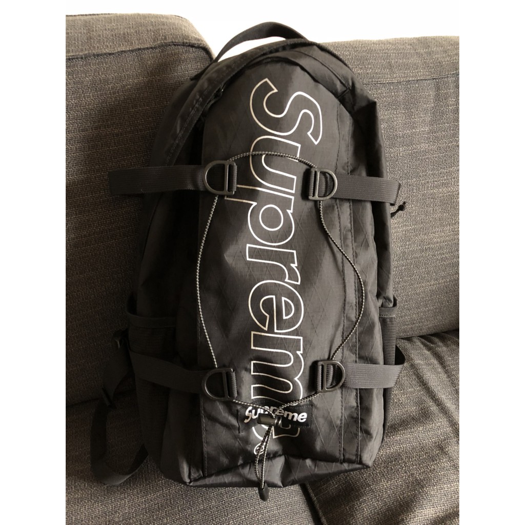 全新現貨Supreme 18FW 45th backpack 後背後背包大Logo 3m 反光黑色