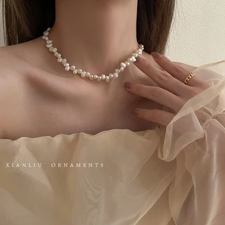 【XIAN ACC】天然珍珠項鏈時尚款輕奢小眾簡約鎖骨鏈女夏配飾品新款頸鏈21630-499