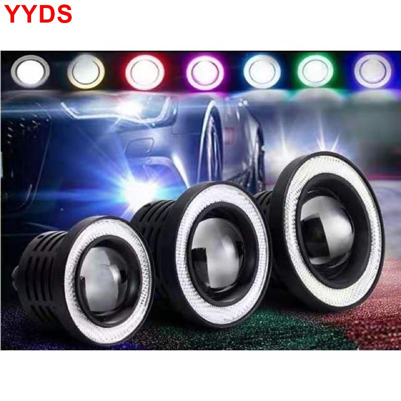 精品 COB天使眼霧燈 升級汽車LED透鏡30W霧燈 日行燈 帶cob天使眼牛眼霧燈改裝魚眼日行燈 LED | 蝦皮購物