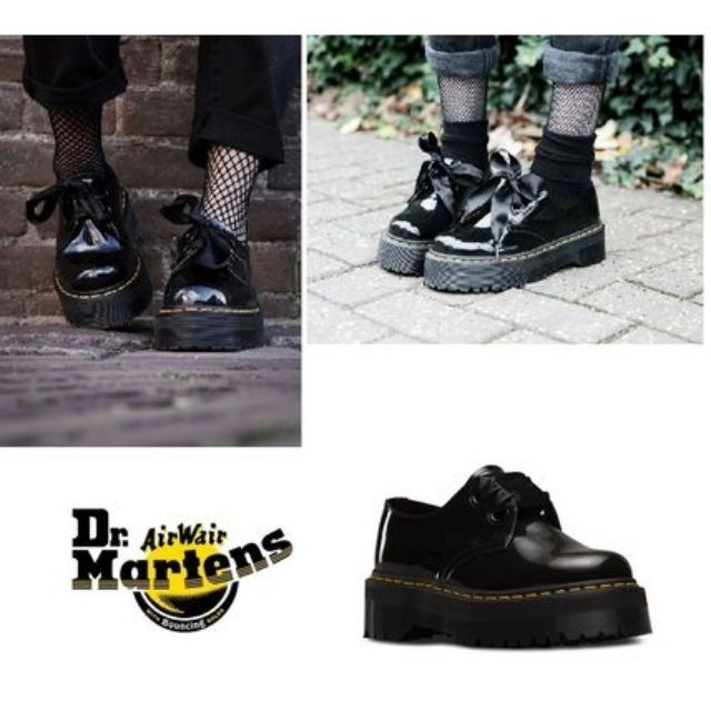 全新 Dr. Martens Holly Lolita 限量 馬汀 緞帶 亮面 厚底