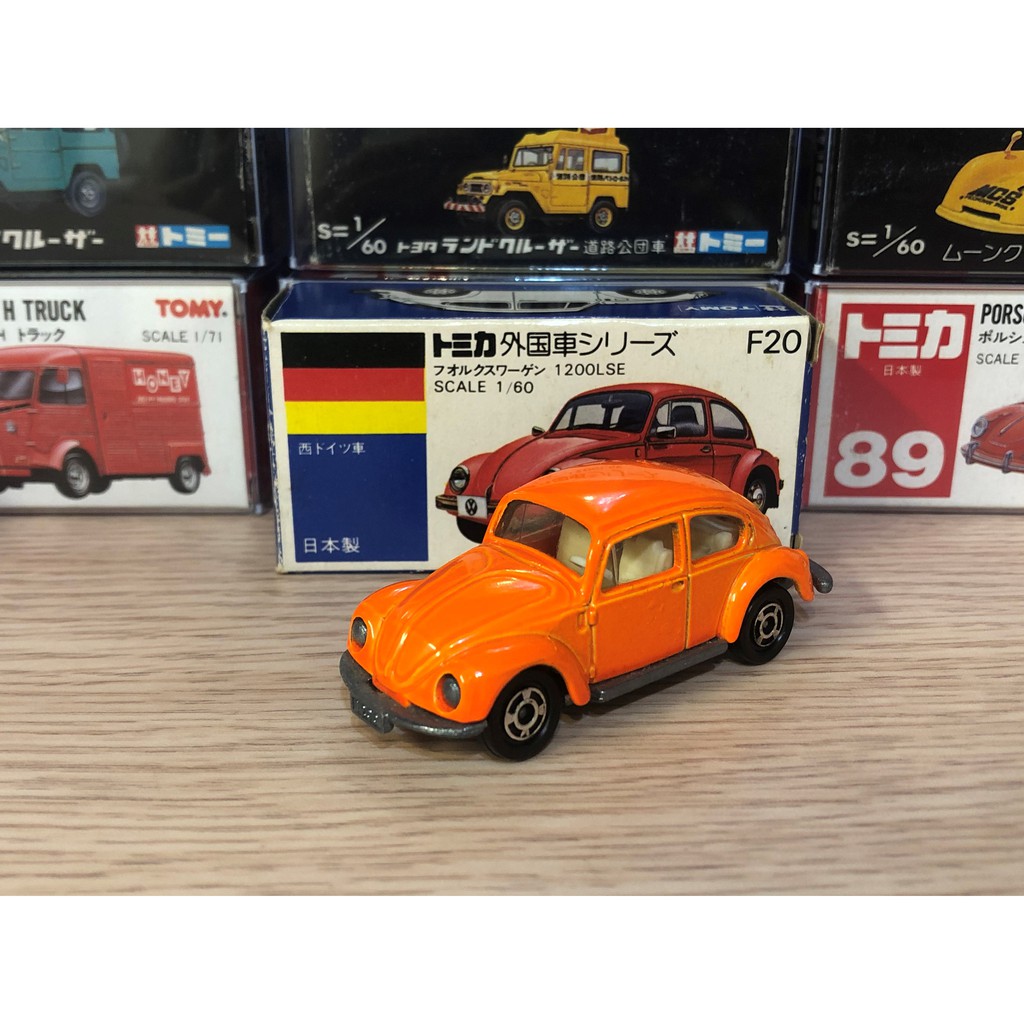 Tomica 日本製藍盒no.F20 VOLKSWAGEN 1200LSE 金龜車極稀有螢光