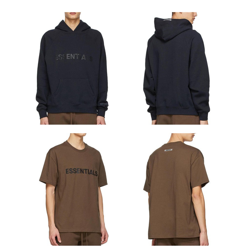 Fear of God Essentials SSENSE限定配色海軍藍帽T 咖啡色短T FOG